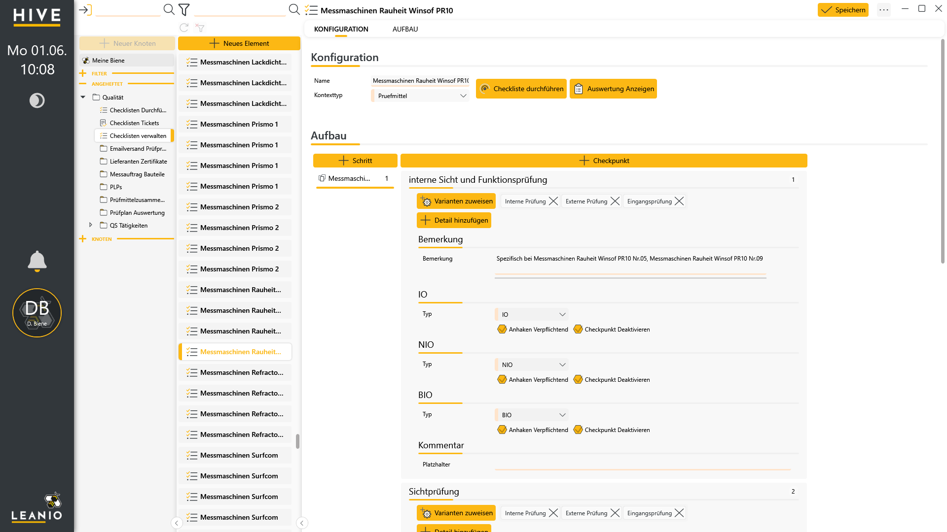 LEANIO Checkliste: Checkliste Konfiguration